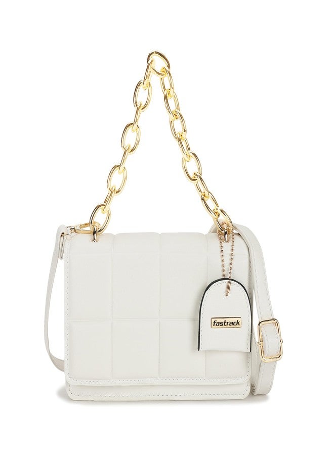 Fastrack PU Quilted Satchel for Women, Girls and Ladies | with Gold Metal Chain and detachable sling strap - Image 1